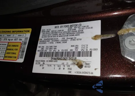 2019 Ford Fusion Se from USA, damaged, VIN 3FA6P0HD3KR134359
